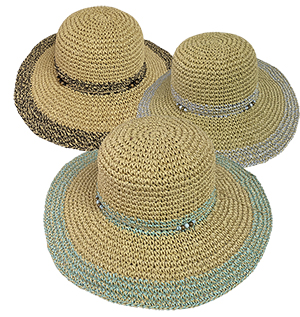 Cape Coral Crochet Paper Round Crown - Straw Sun Hats